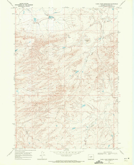 Classic USGS Camel Hump Reservoir Wyoming 7.5'x7.5' Topo Map Image