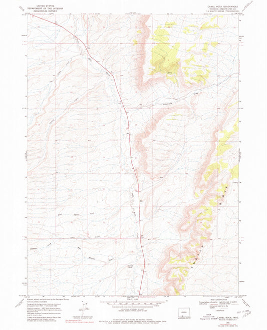 Classic USGS Camel Rock Wyoming 7.5'x7.5' Topo Map Image