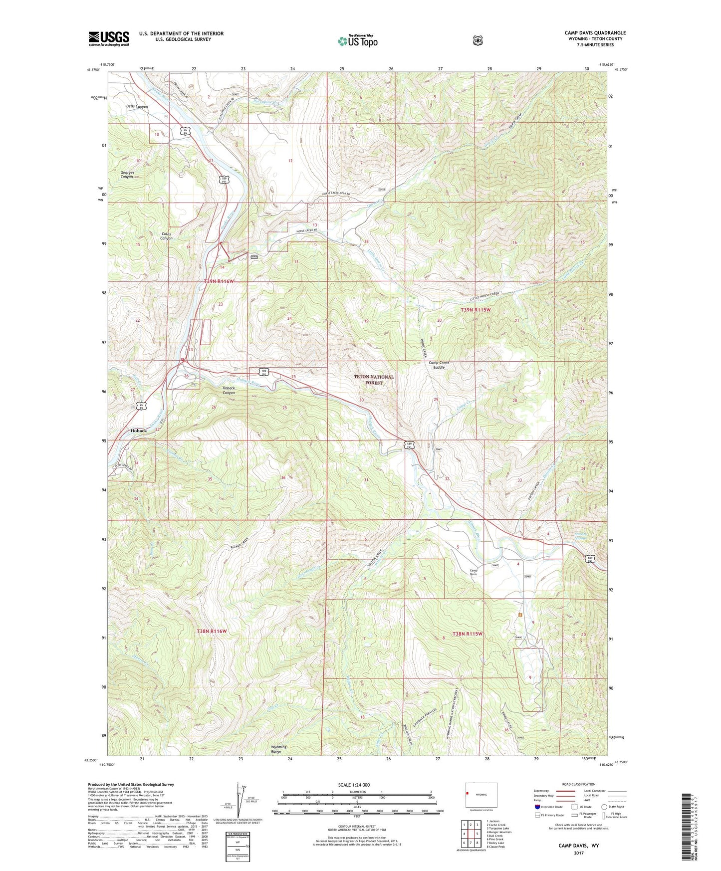Camp Davis Wyoming US Topo Map Image