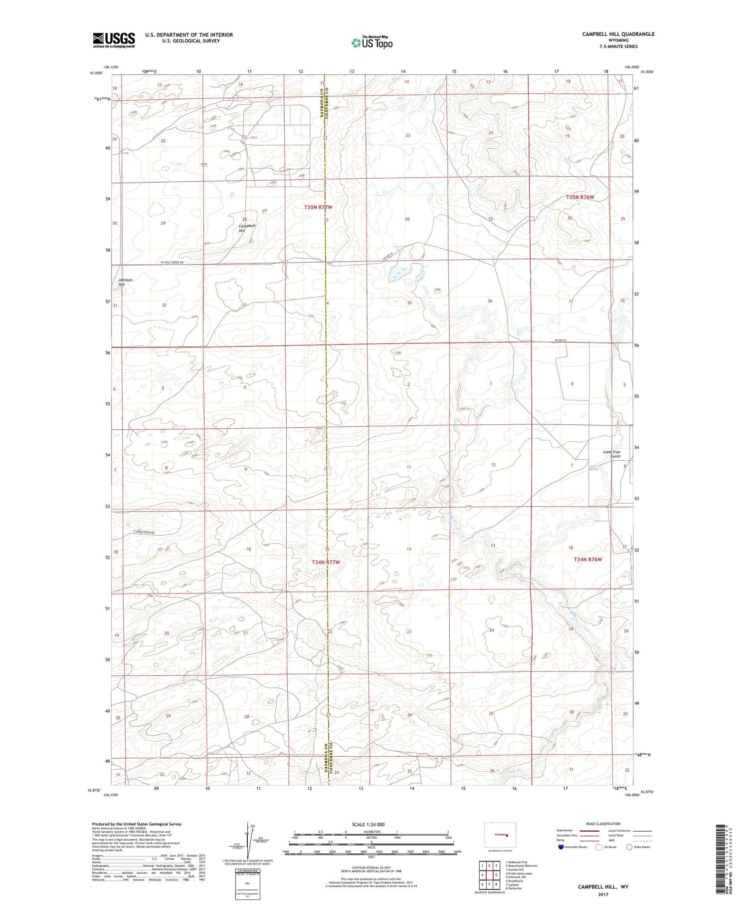 Campbell Hill Wyoming US Topo Map Image