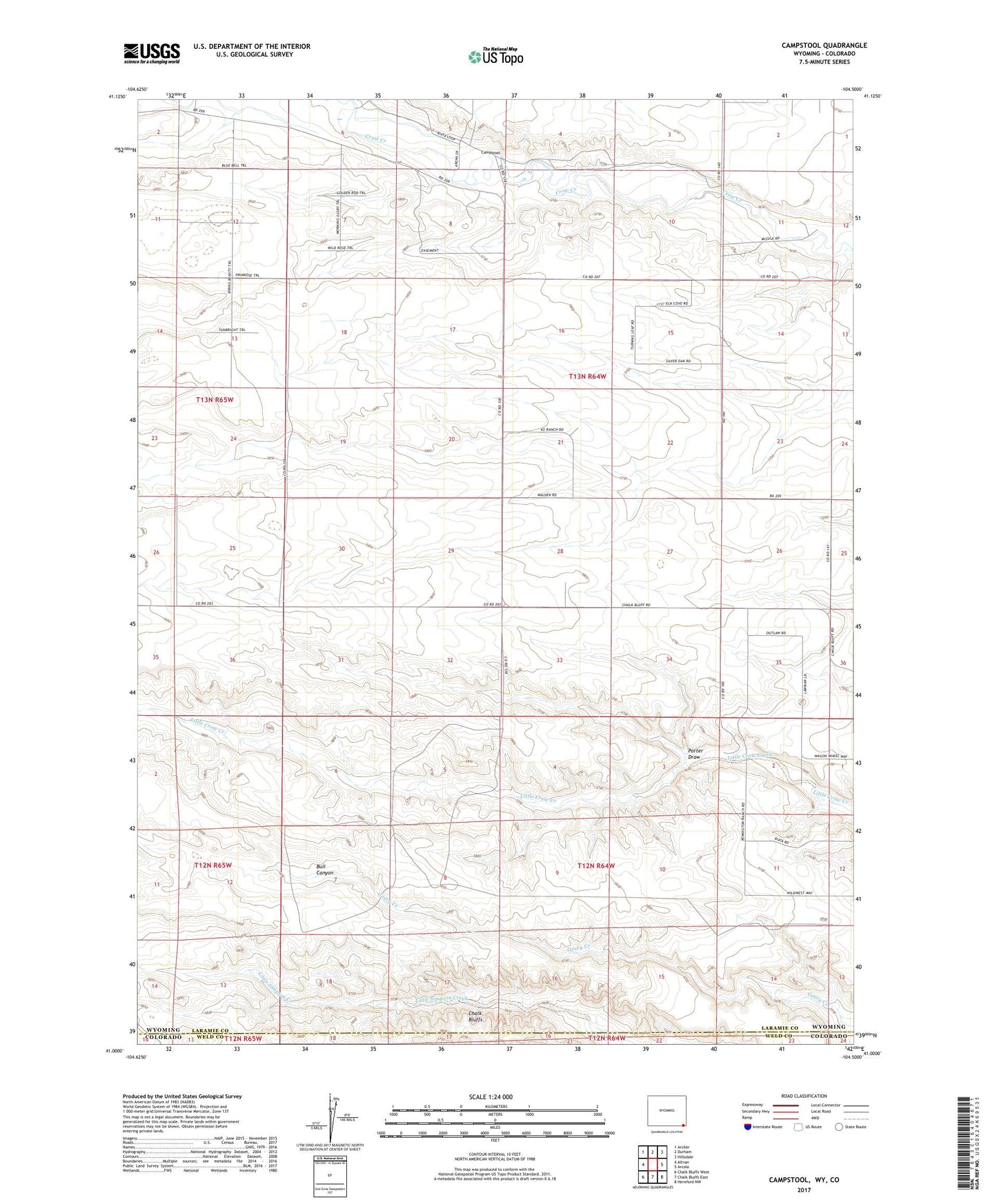 Campstool Wyoming US Topo Map Image