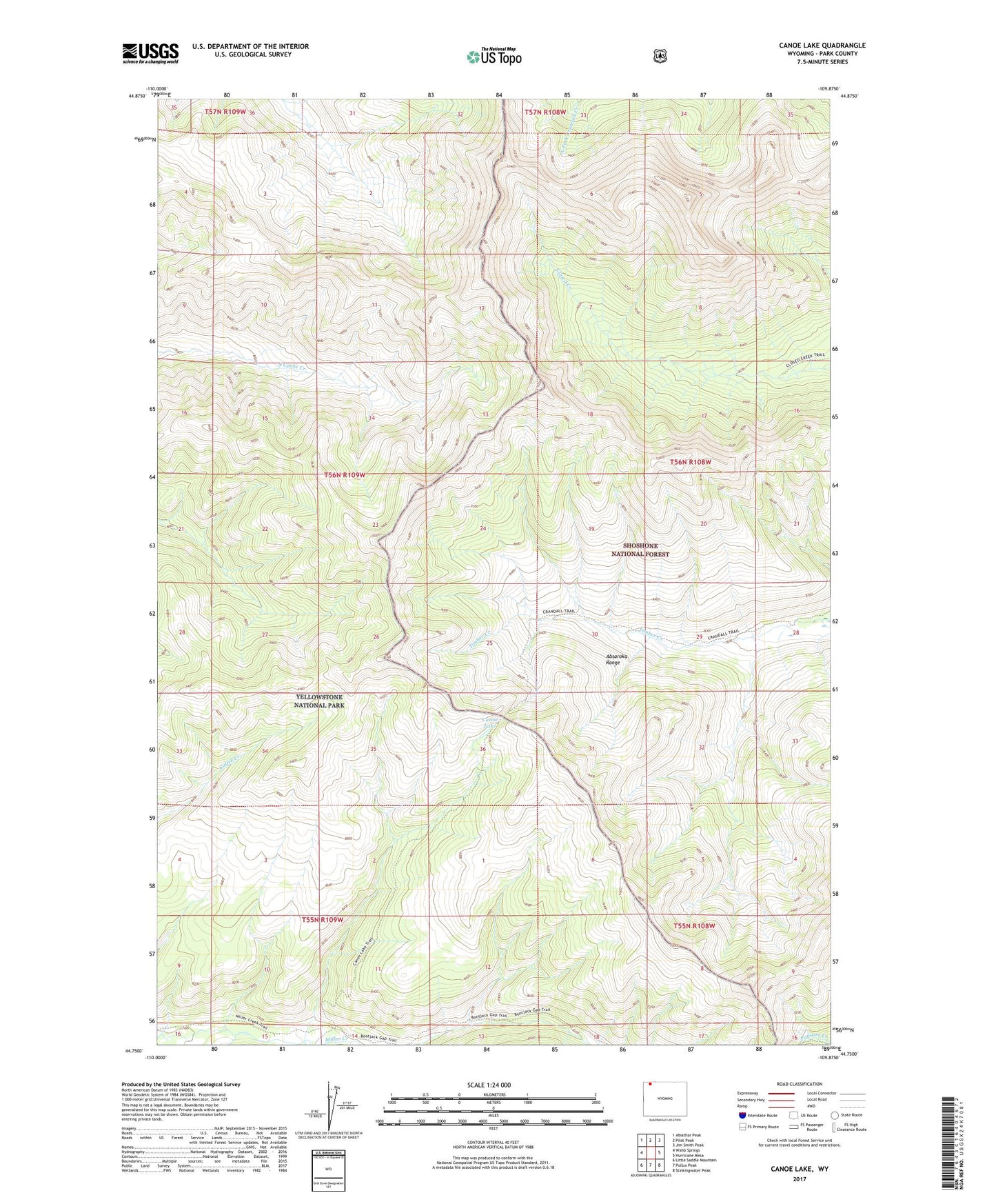 Canoe Lake Wyoming US Topo Map Image