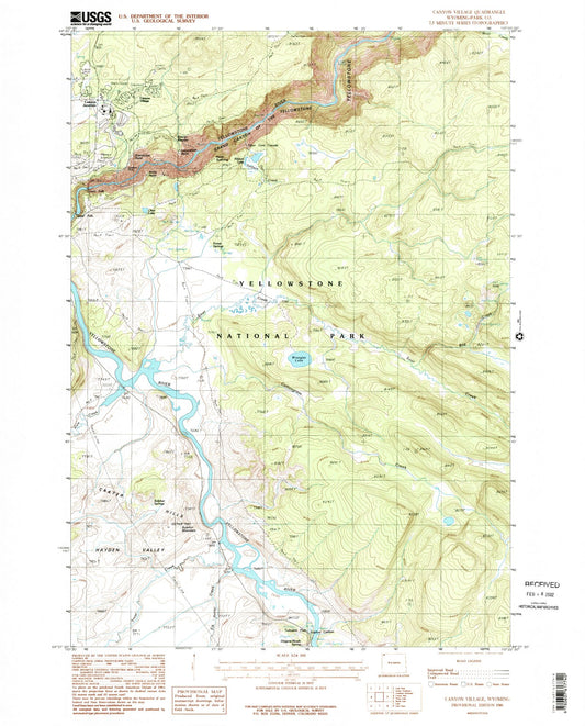 Classic USGS Canyon Village Wyoming 7.5'x7.5' Topo Map Image