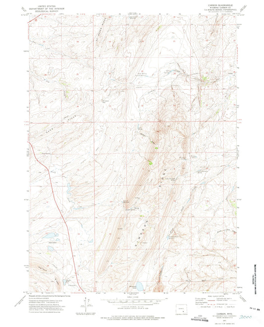 Classic USGS Carbon Wyoming 7.5'x7.5' Topo Map Image