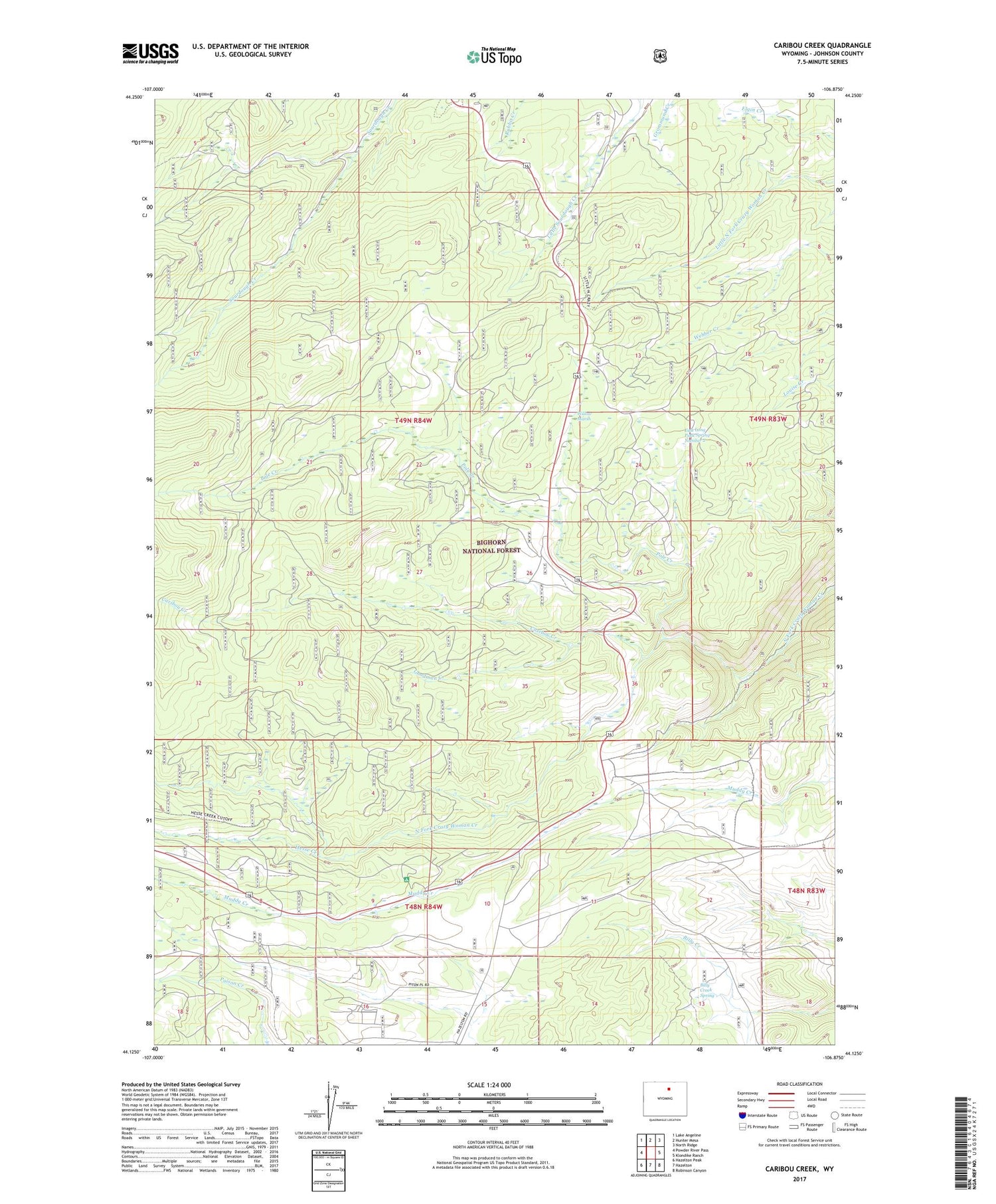 Caribou Creek Wyoming US Topo Map Image