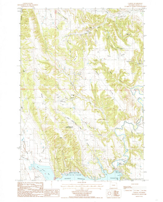 Classic USGS Carlile Wyoming 7.5'x7.5' Topo Map Image