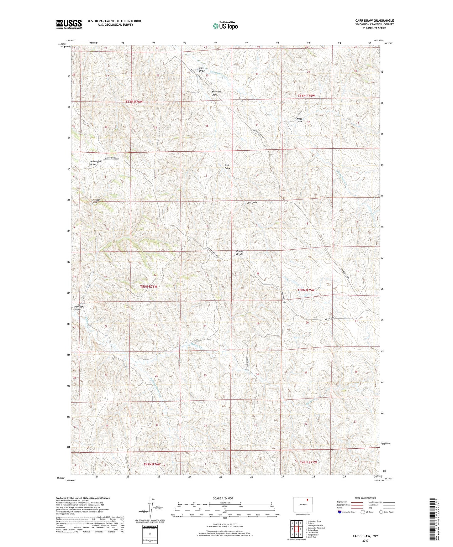 Carr Draw Wyoming US Topo Map Image