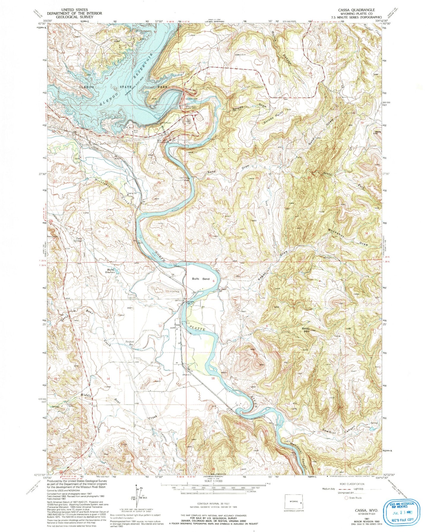 Classic USGS Cassa Wyoming 7.5'x7.5' Topo Map Image