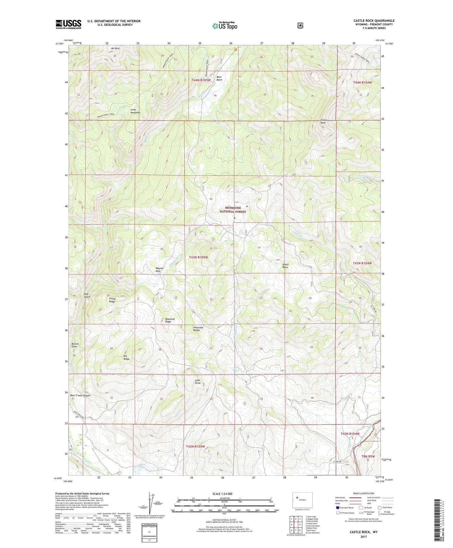 Castle Rock Wyoming US Topo Map Image