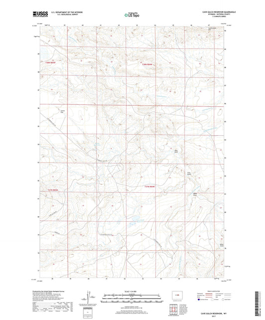 Cave Gulch Reservoir Wyoming US Topo Map Image