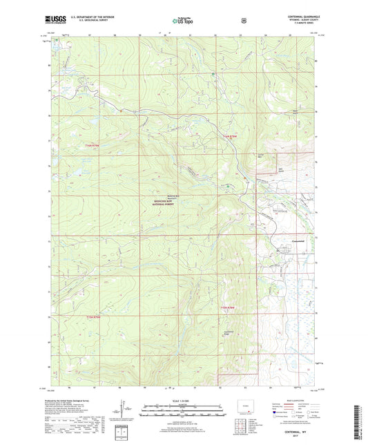 Centennial Wyoming US Topo Map Image