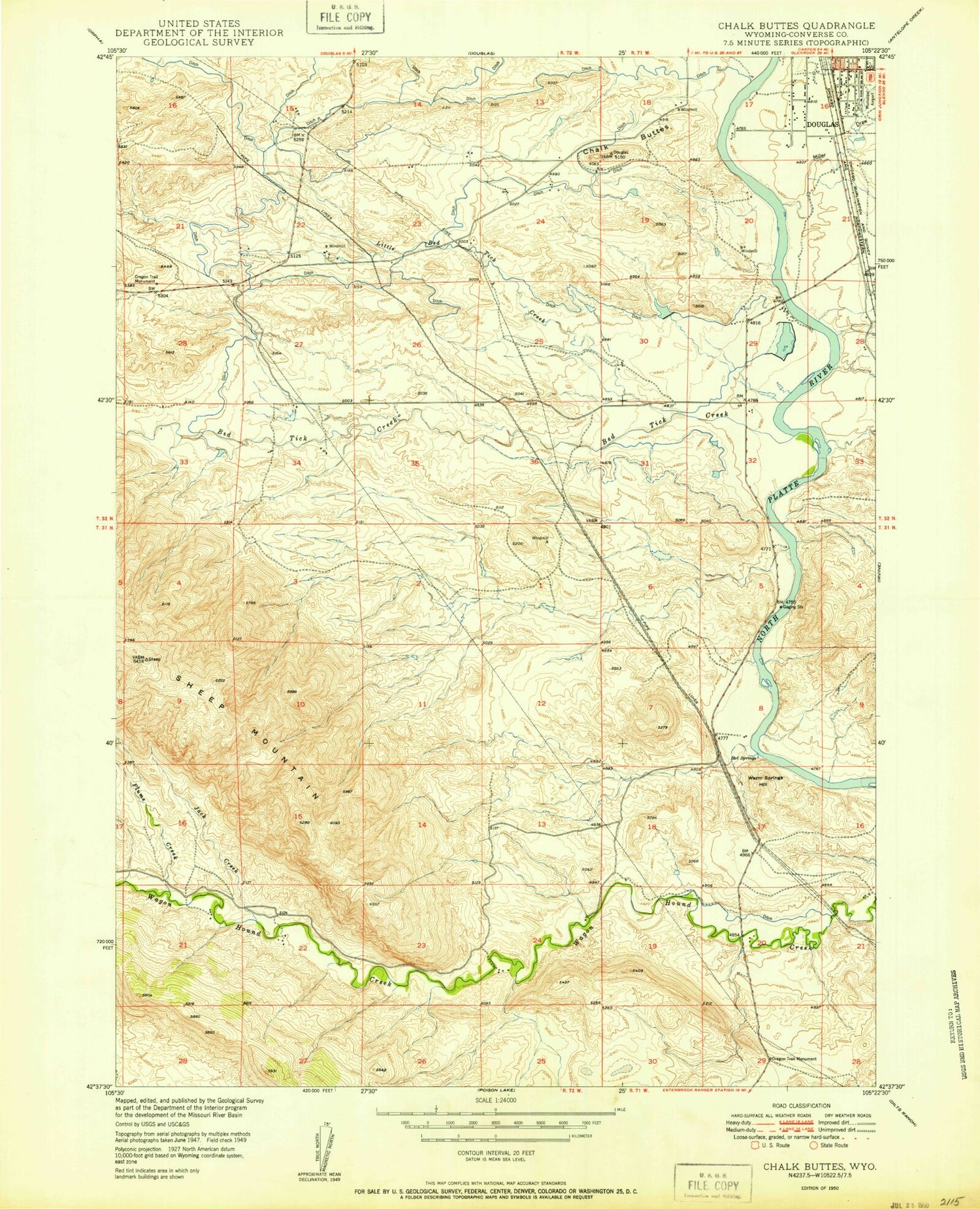 USGS Classic Chalk Buttes Wyoming 7.5'x7.5' Topo Map Image