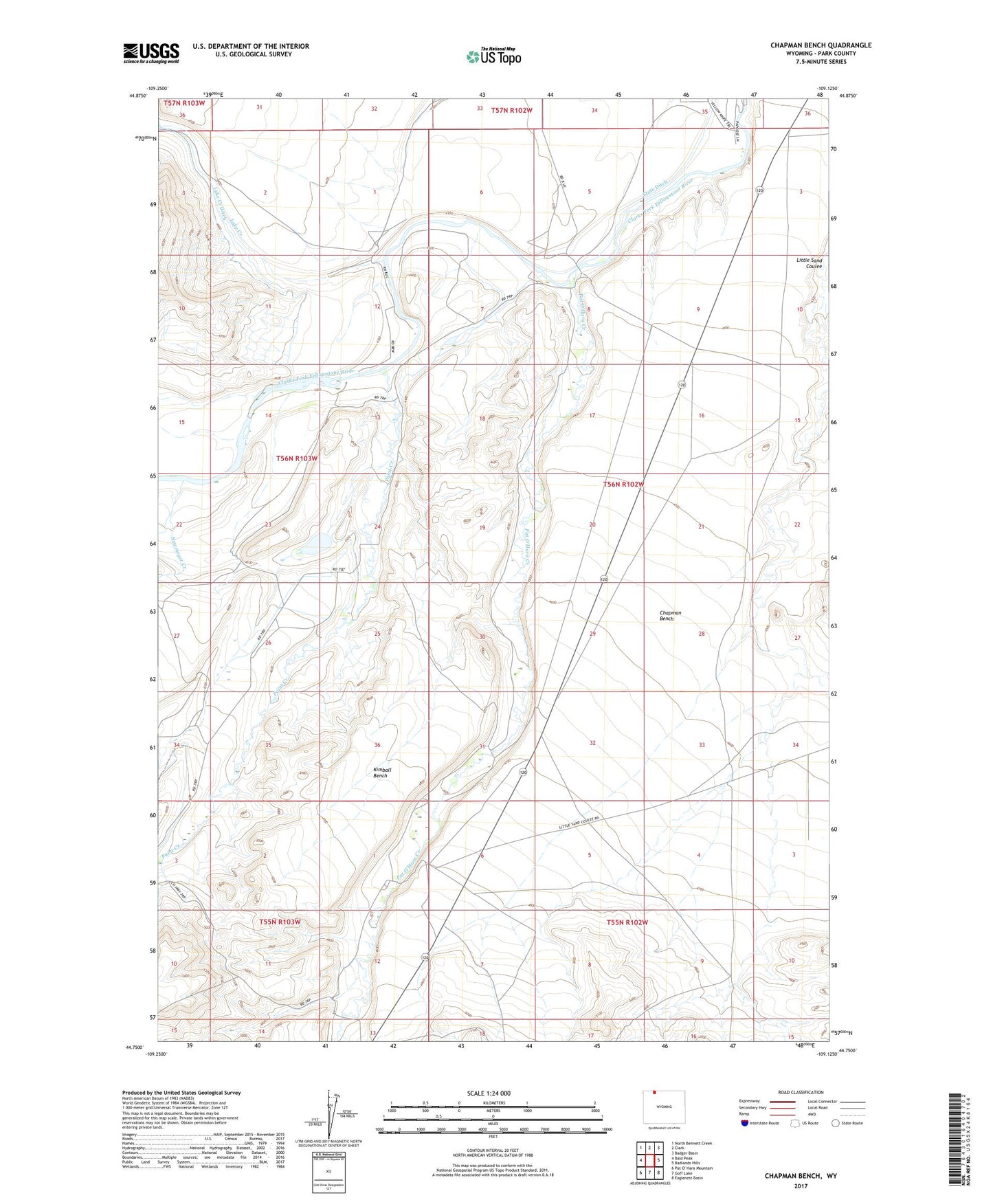 Chapman Bench Wyoming US Topo Map Image