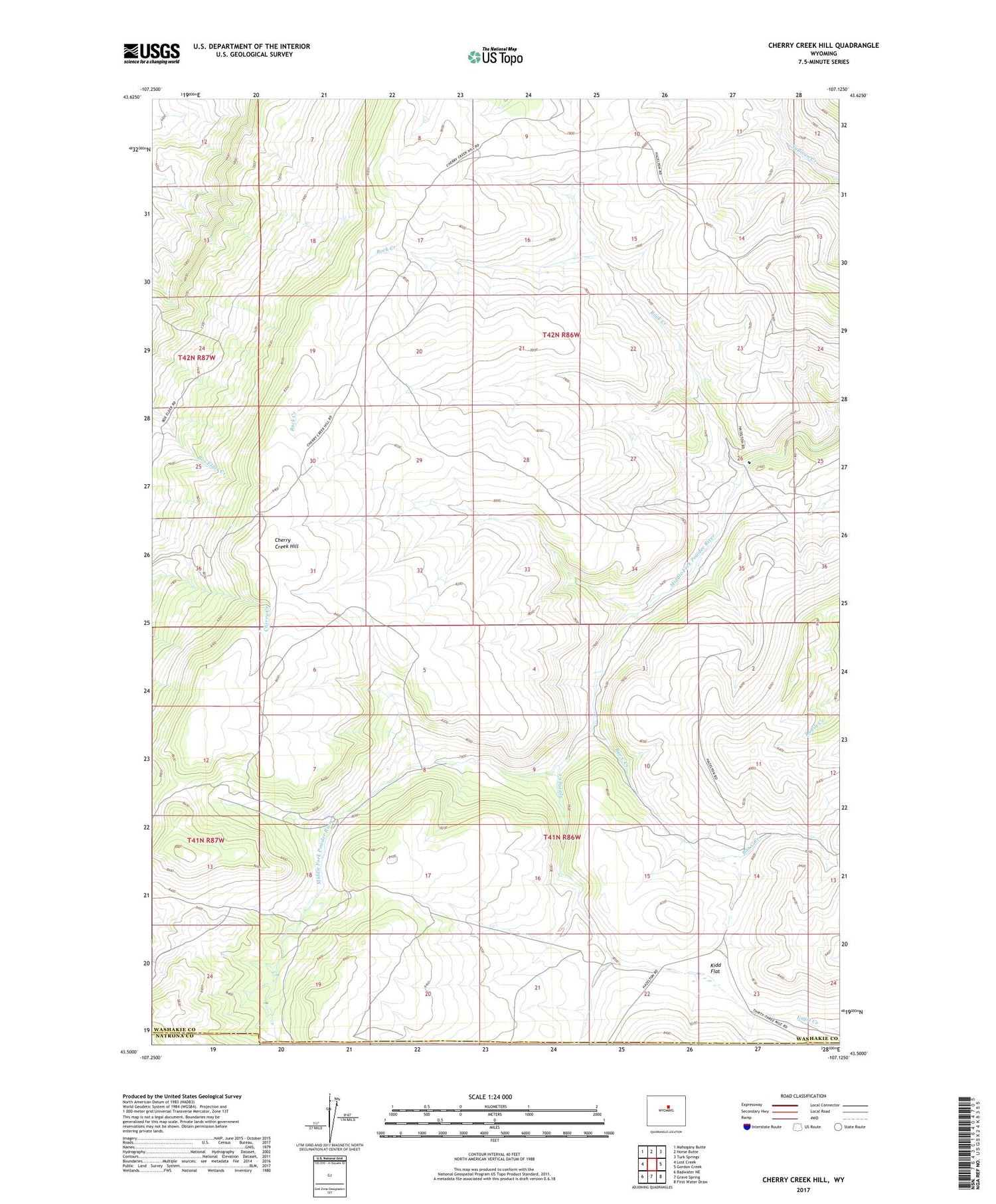 Cherry Creek Hill Wyoming US Topo Map Image