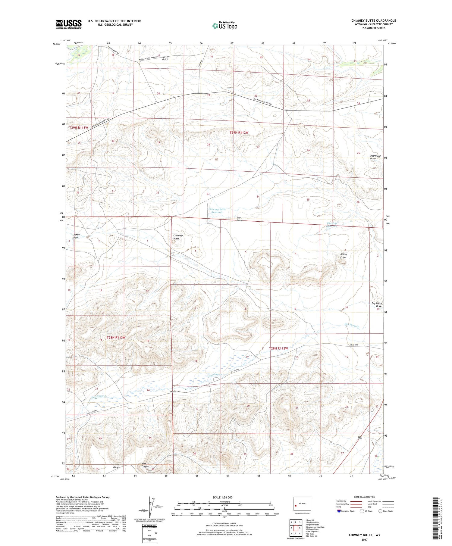 Chimney Butte Wyoming US Topo Map Image