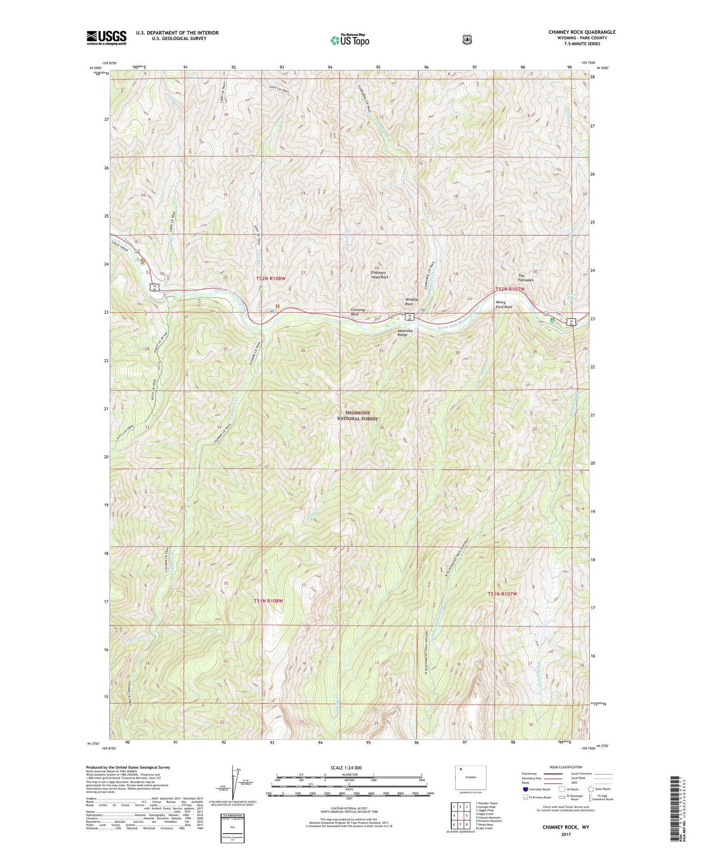 Chimney Rock Wyoming US Topo Map Image