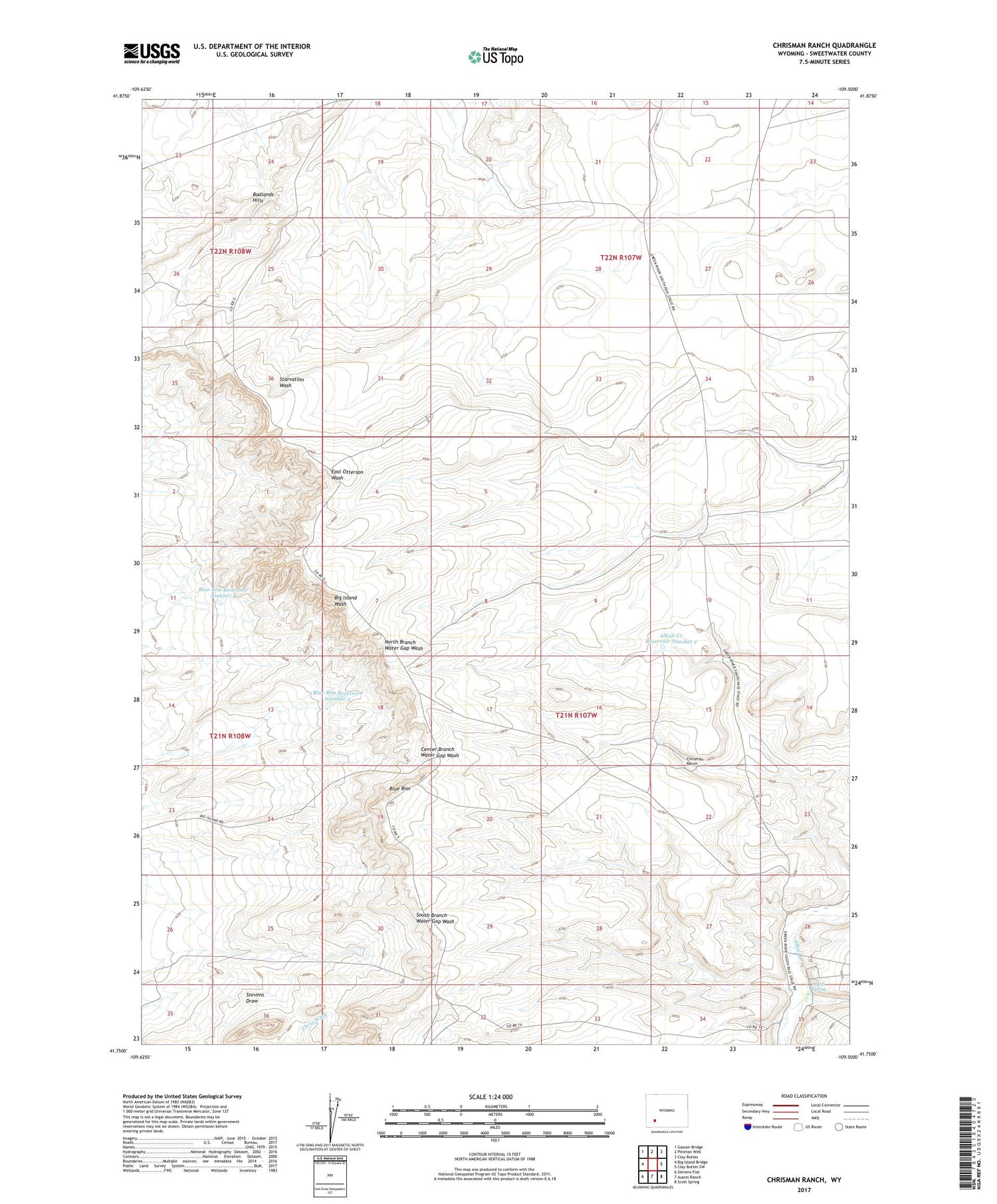 Chrisman Ranch Wyoming US Topo Map Image