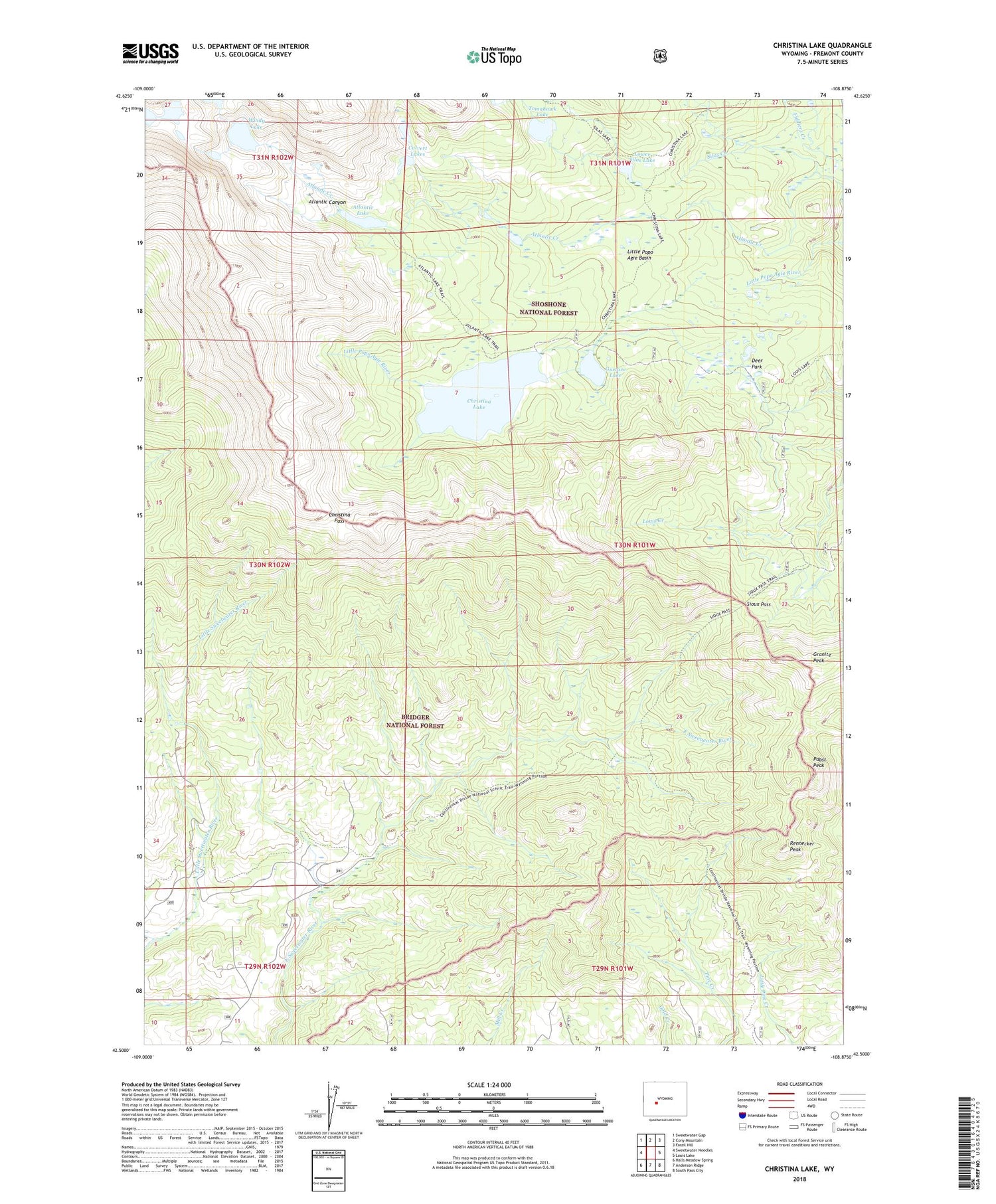 Christina Lake Wyoming US Topo Map Image