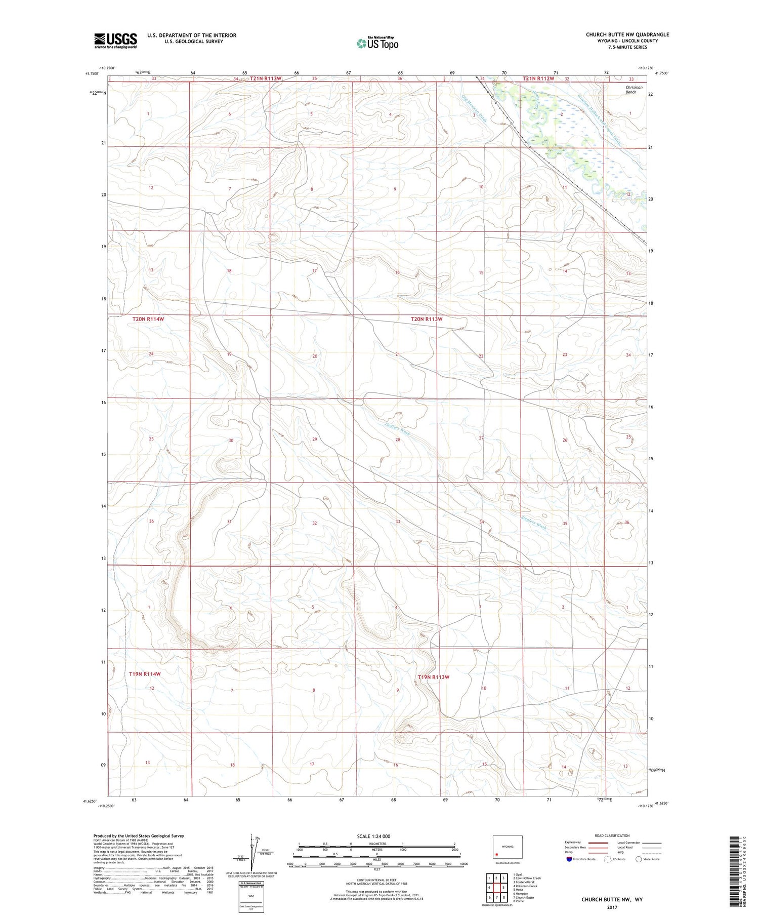 Church Butte NW Wyoming US Topo Map Image