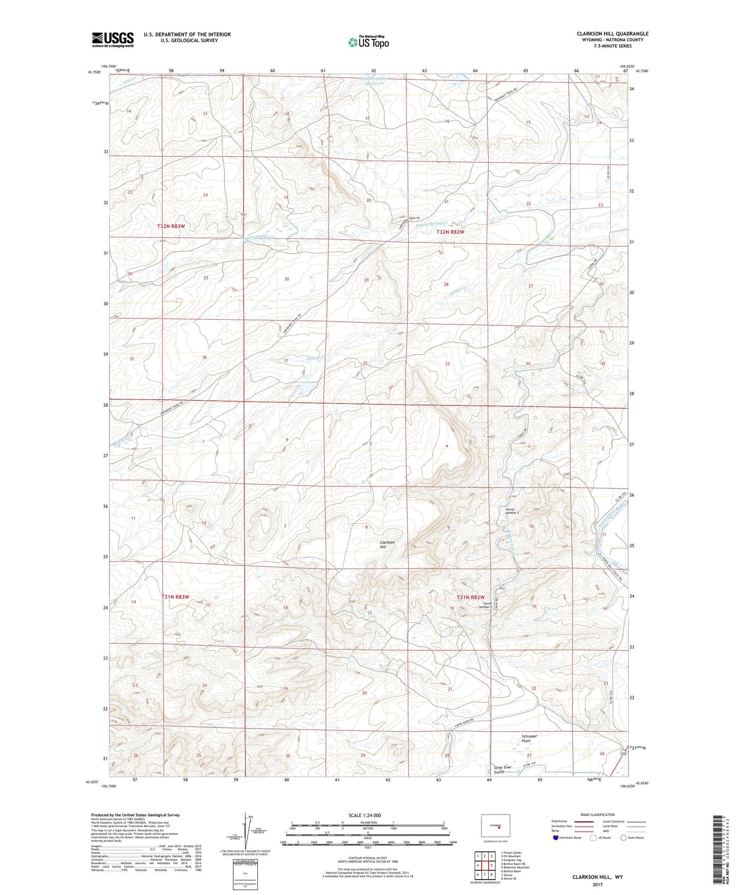 Clarkson Hill Wyoming US Topo Map Image