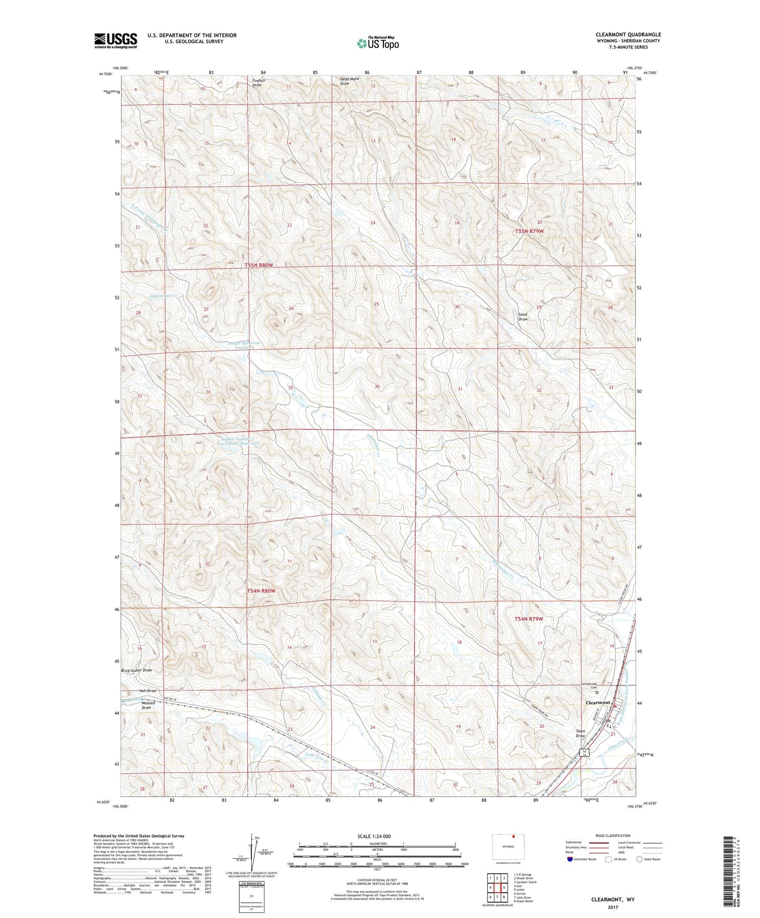 Clearmont Wyoming US Topo Map Image