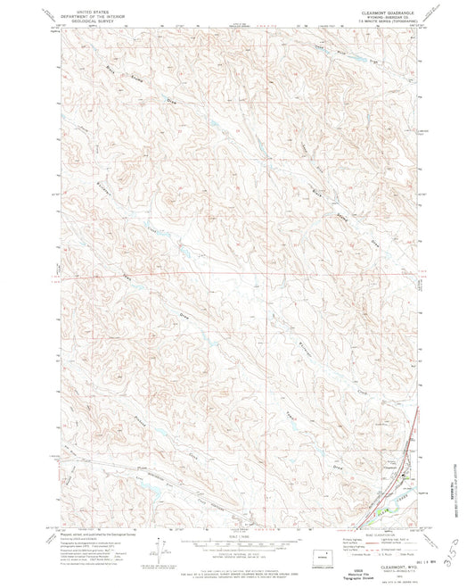 Classic USGS Clearmont Wyoming 7.5'x7.5' Topo Map Image