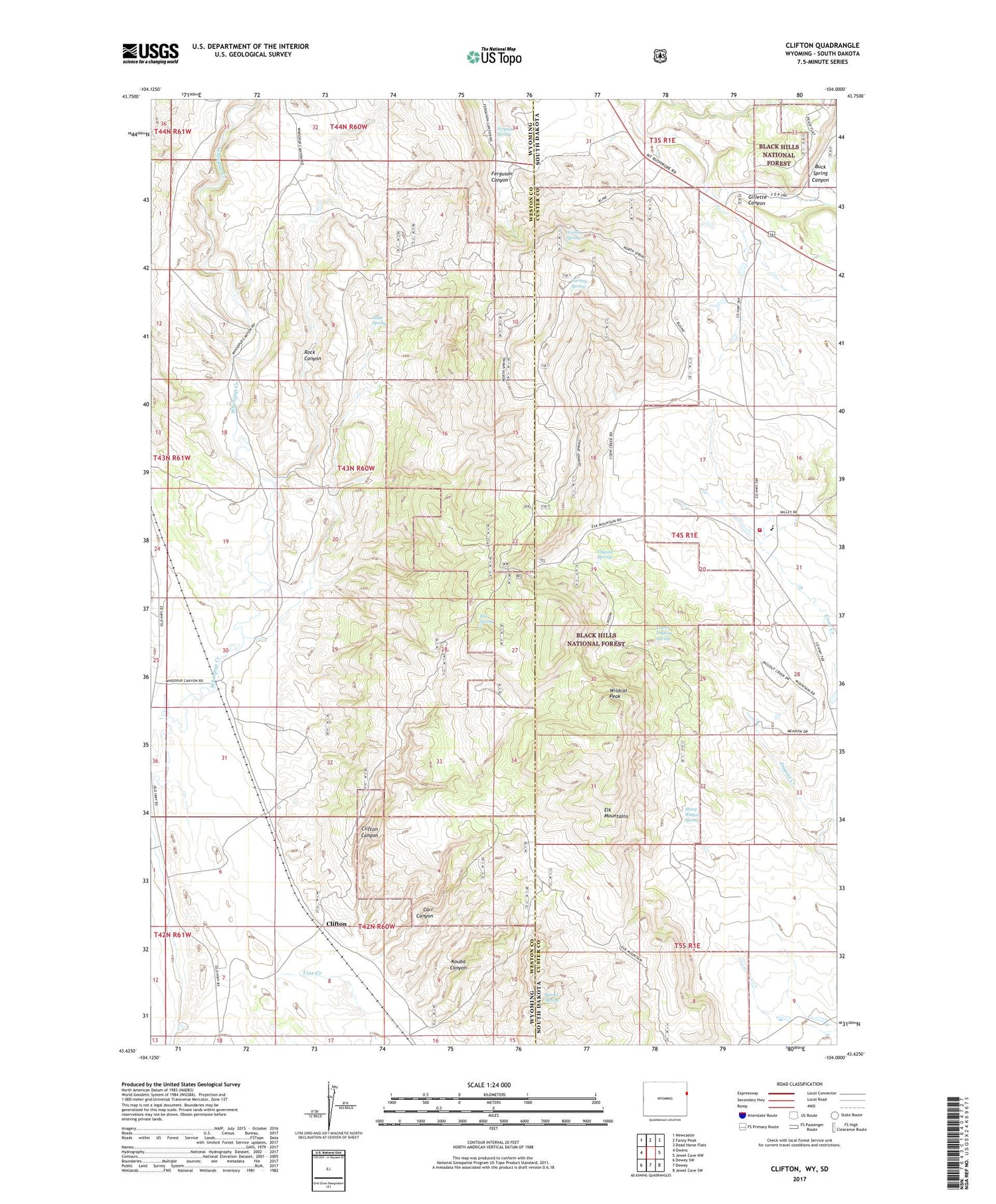 Clifton Wyoming US Topo Map Image