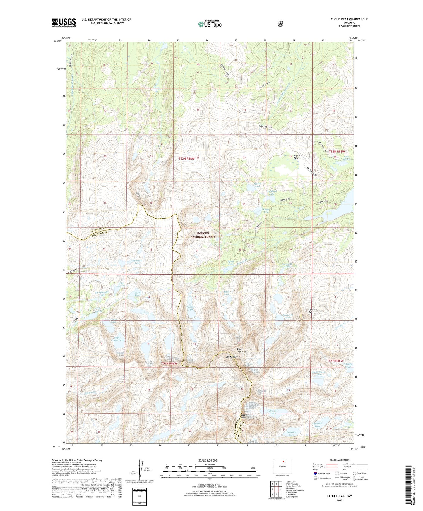 Cloud Peak Wyoming US Topo Map Image