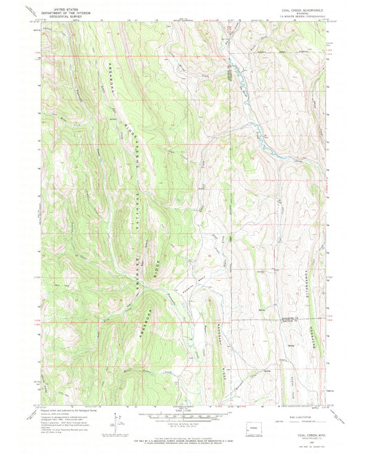Classic USGS Coal Creek Wyoming 7.5'x7.5' Topo Map Image