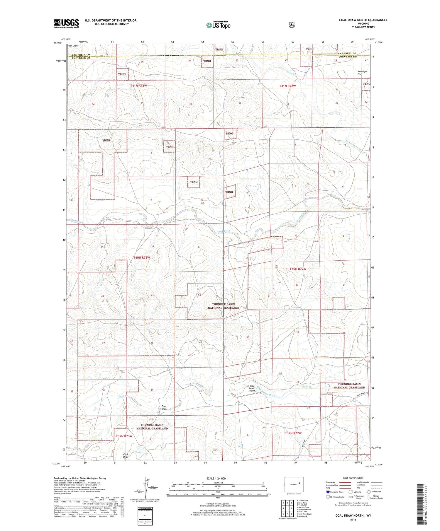 Coal Draw North Wyoming US Topo Map Image