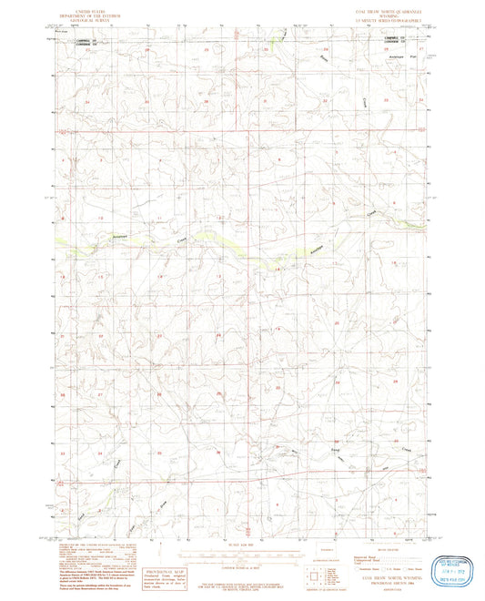 Classic USGS Coal Draw North Wyoming 7.5'x7.5' Topo Map Image