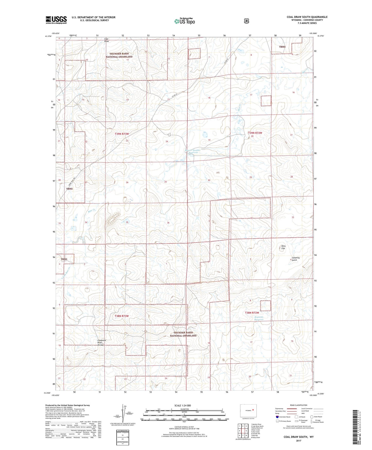 Coal Draw South Wyoming US Topo Map Image