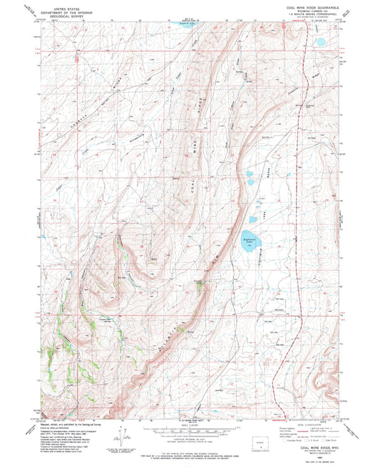 Classic USGS Coal Mine Ridge Wyoming 7.5'x7.5' Topo Map Image