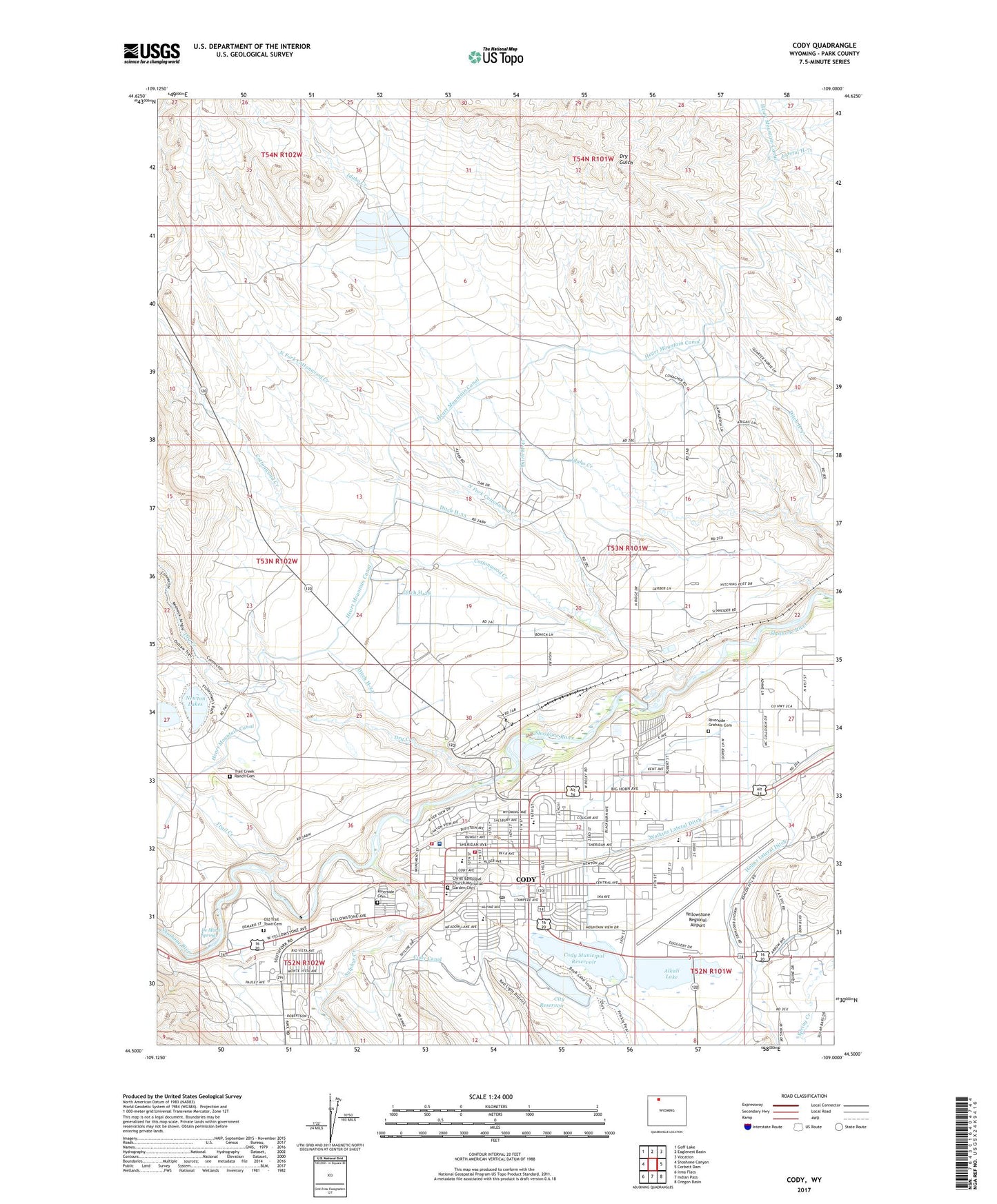 Cody Wyoming US Topo Map Image