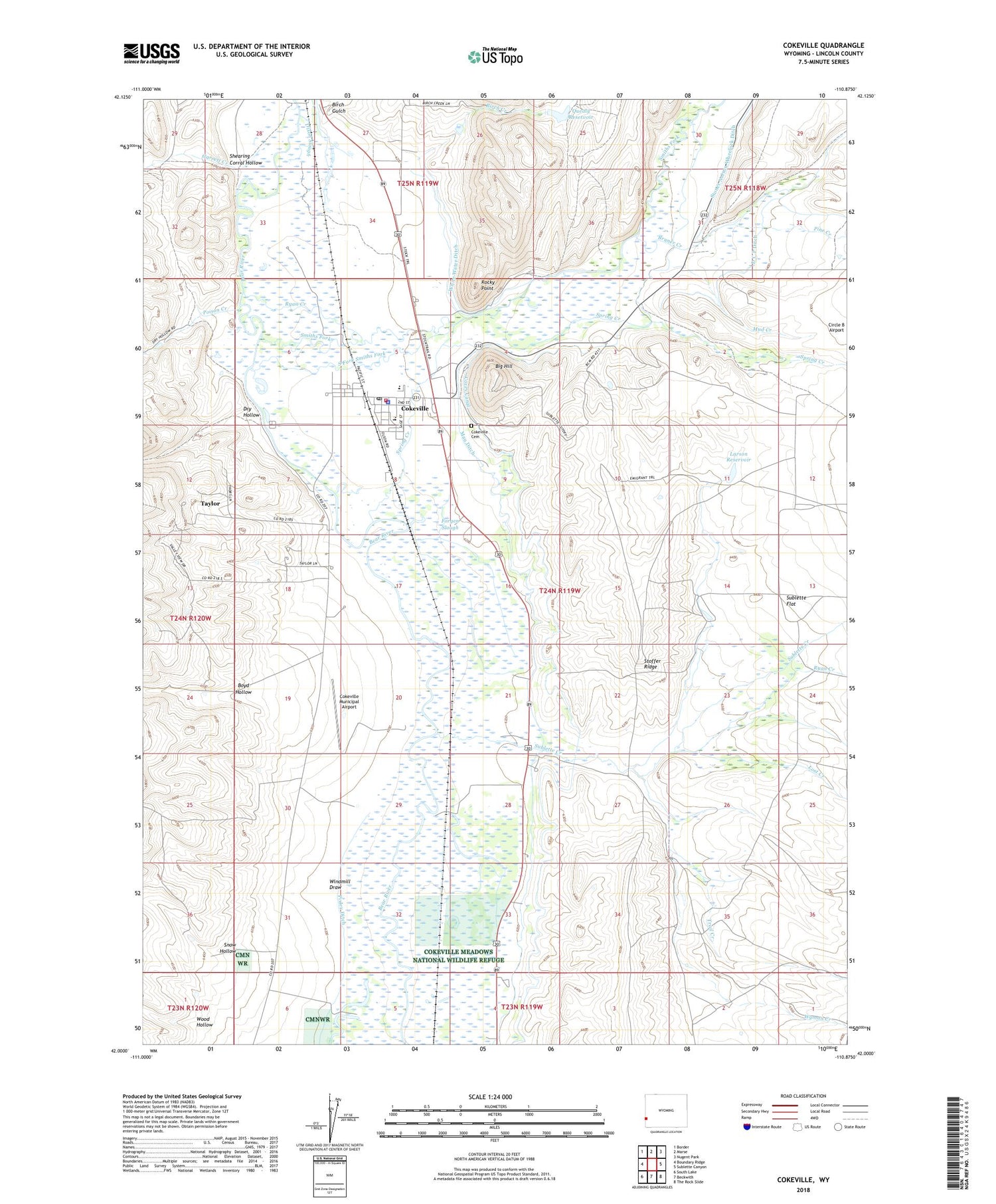 Cokeville Wyoming US Topo Map Image