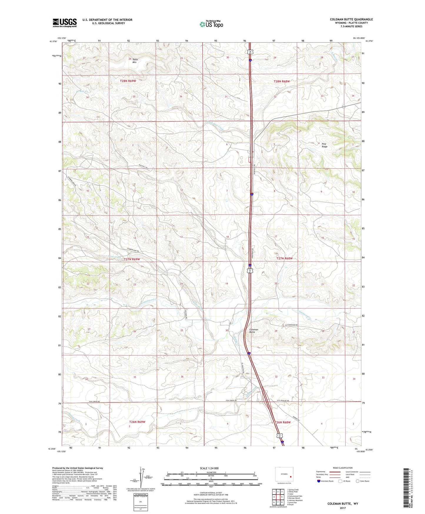 Coleman Butte Wyoming US Topo Map Image