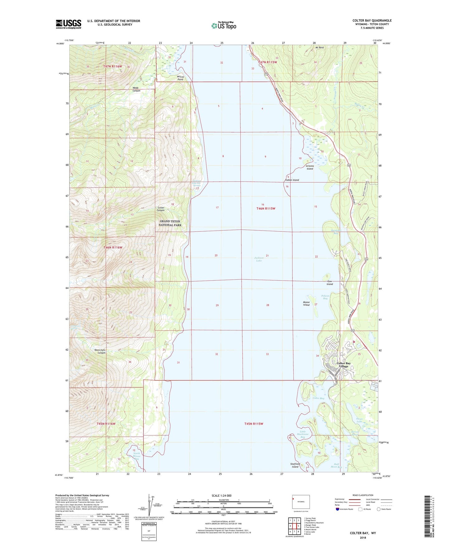 Colter Bay Wyoming US Topo Map Image