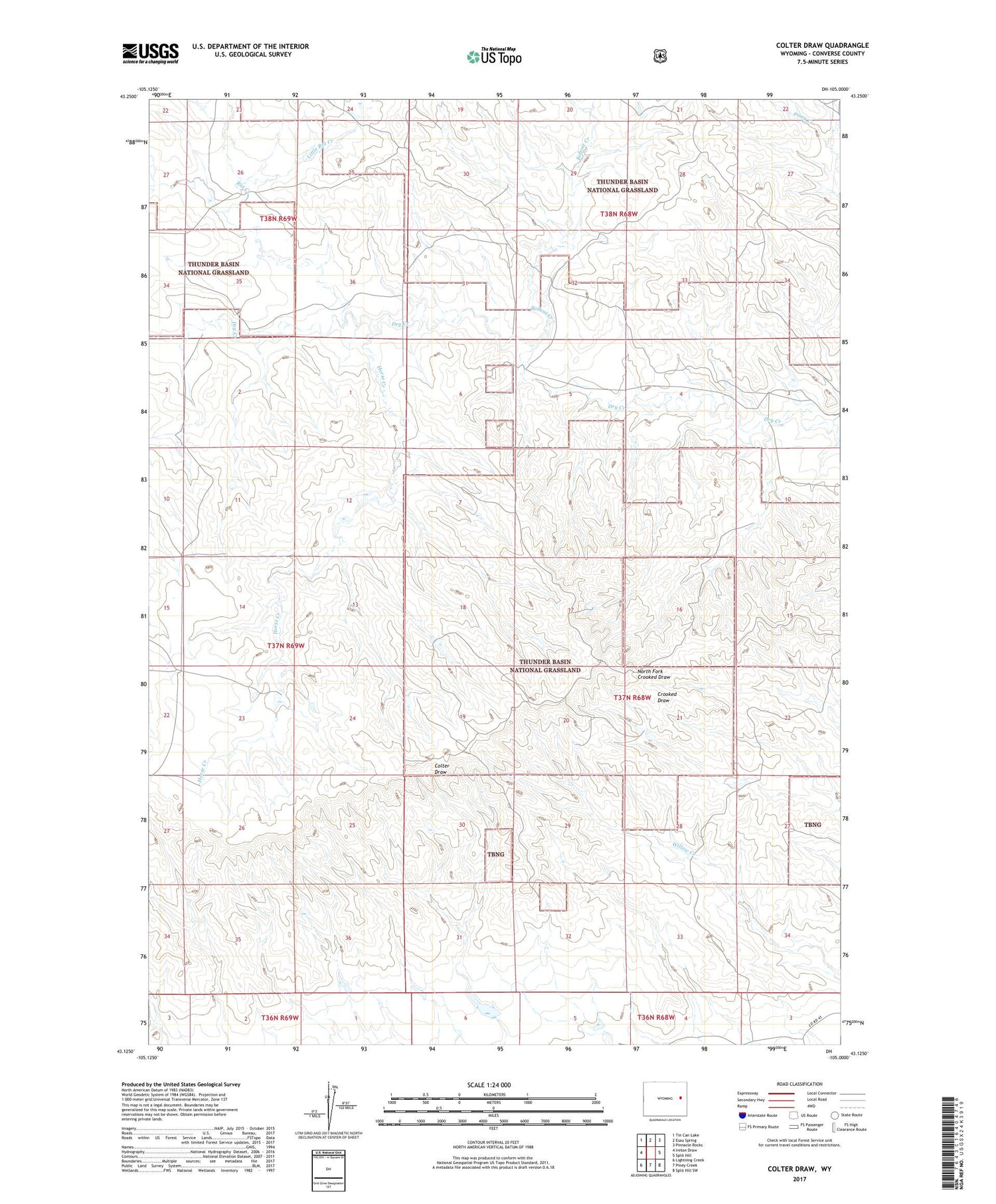 Colter Draw Wyoming US Topo Map Image