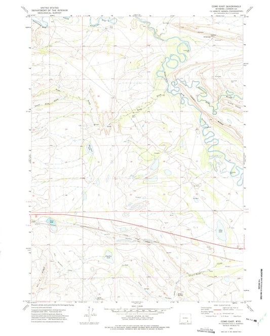 Classic USGS Como East Wyoming 7.5'x7.5' Topo Map Image