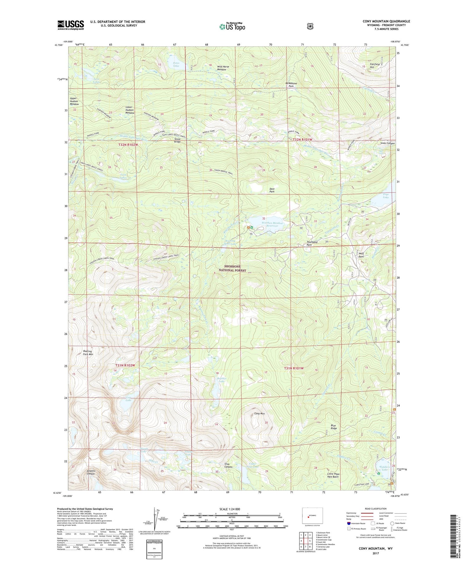 Cony Mountain Wyoming US Topo Map Image