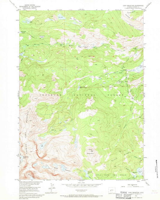 USGS Classic Cony Mountain Wyoming 7.5'x7.5' Topo Map Image