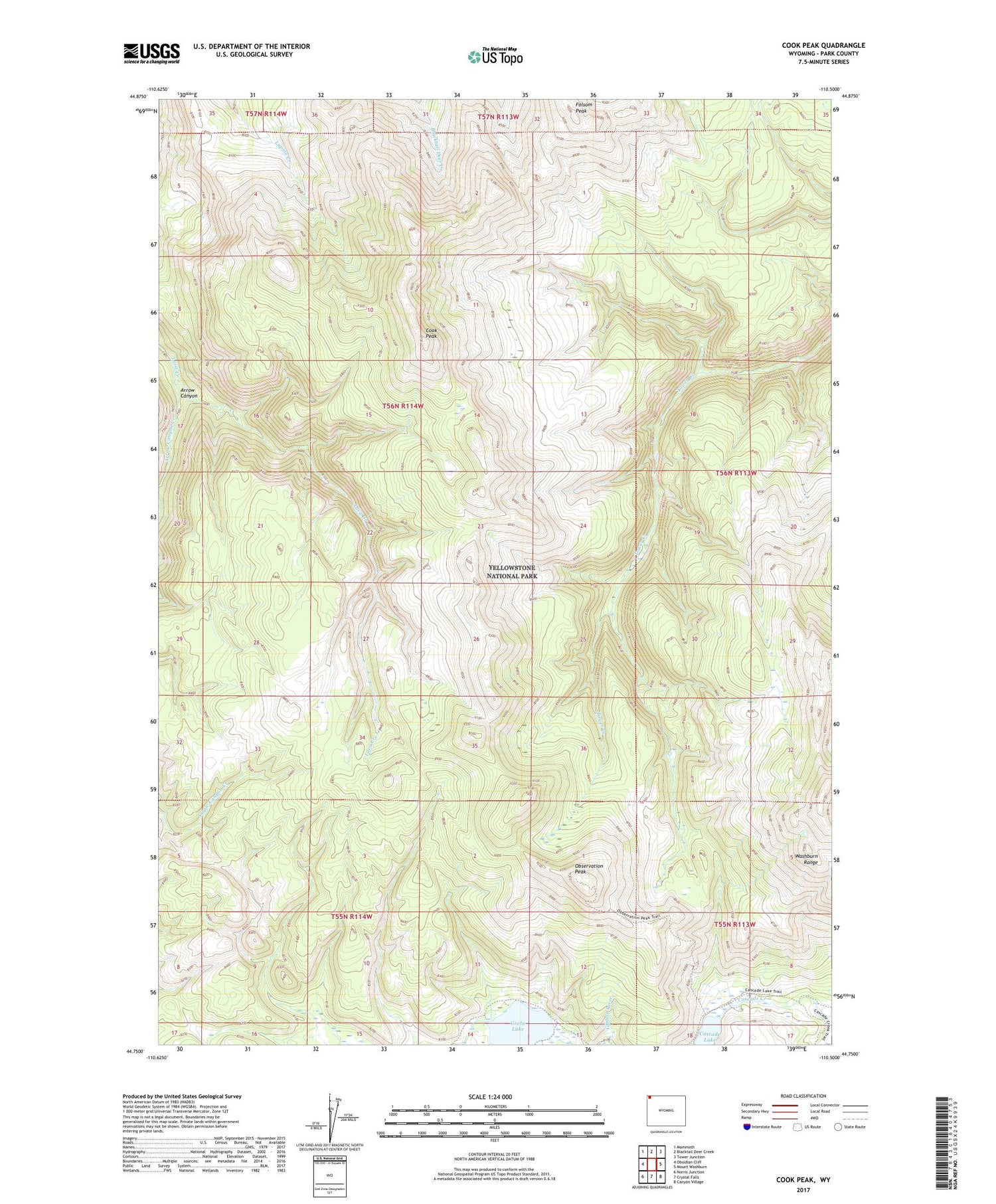 Cook Peak Wyoming US Topo Map Image