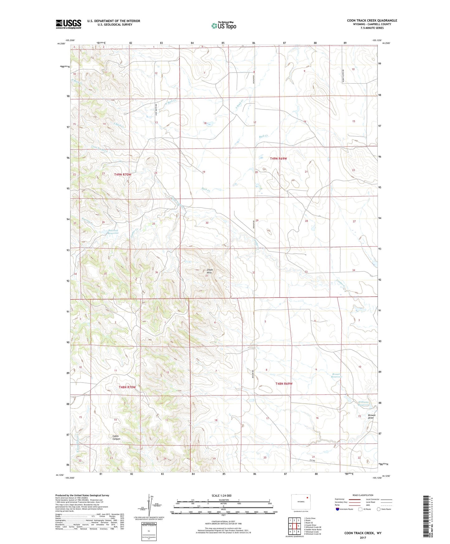 Coon Track Creek Wyoming US Topo Map Image