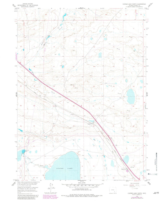 Classic USGS Cooper Lake North Wyoming 7.5'x7.5' Topo Map Image