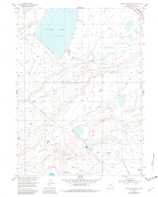 Classic USGS Cooper Lake South Wyoming 7.5'x7.5' Topo Map Image