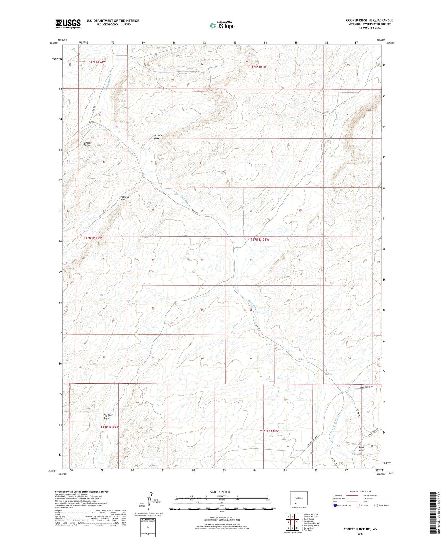 Cooper Ridge NE Wyoming US Topo Map Image