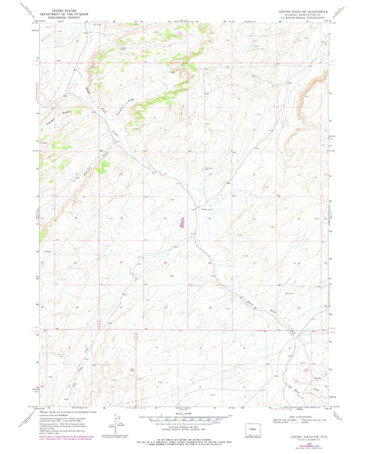 Classic USGS Cooper Ridge NE Wyoming 7.5'x7.5' Topo Map Image