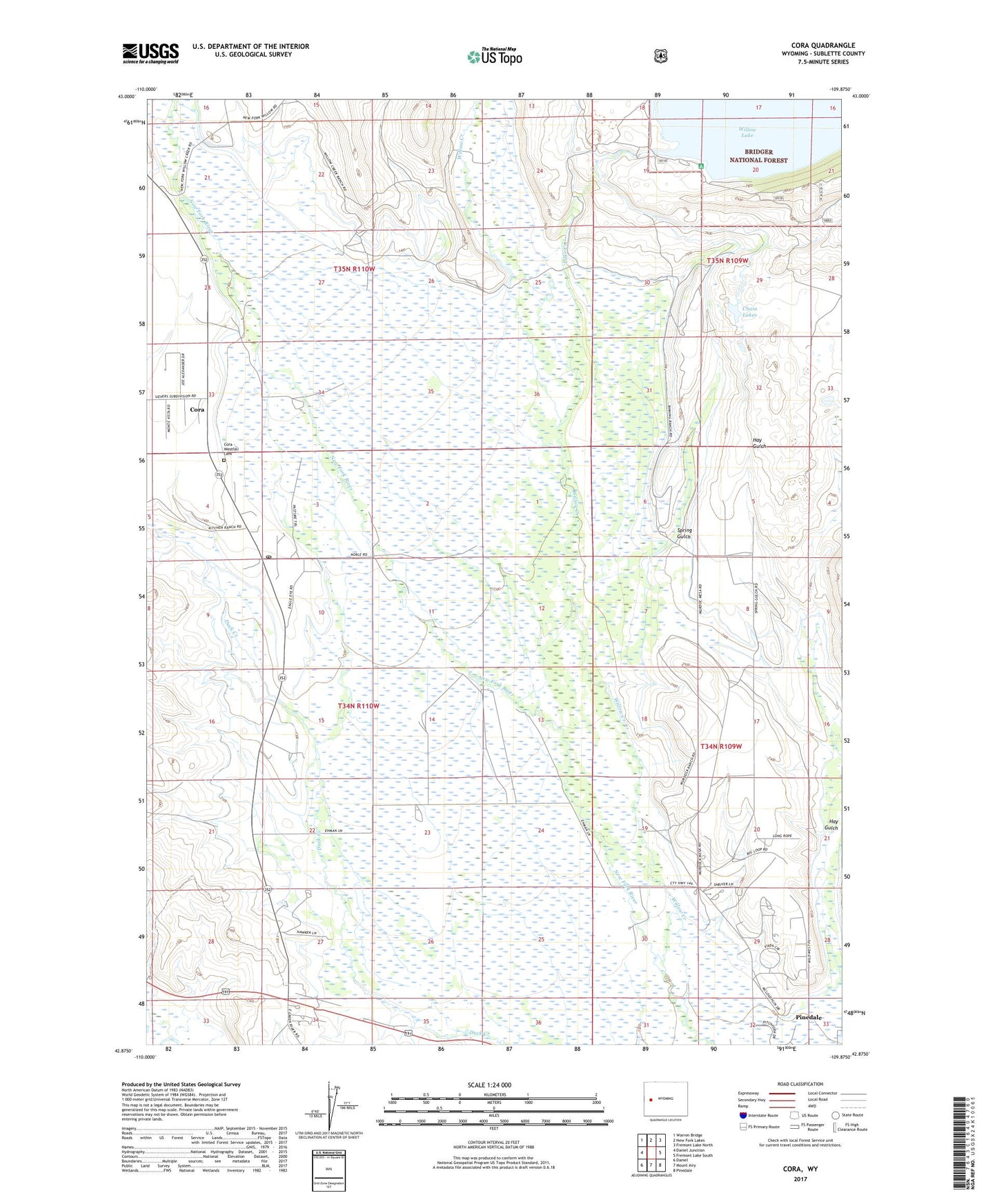Cora Wyoming US Topo Map Image