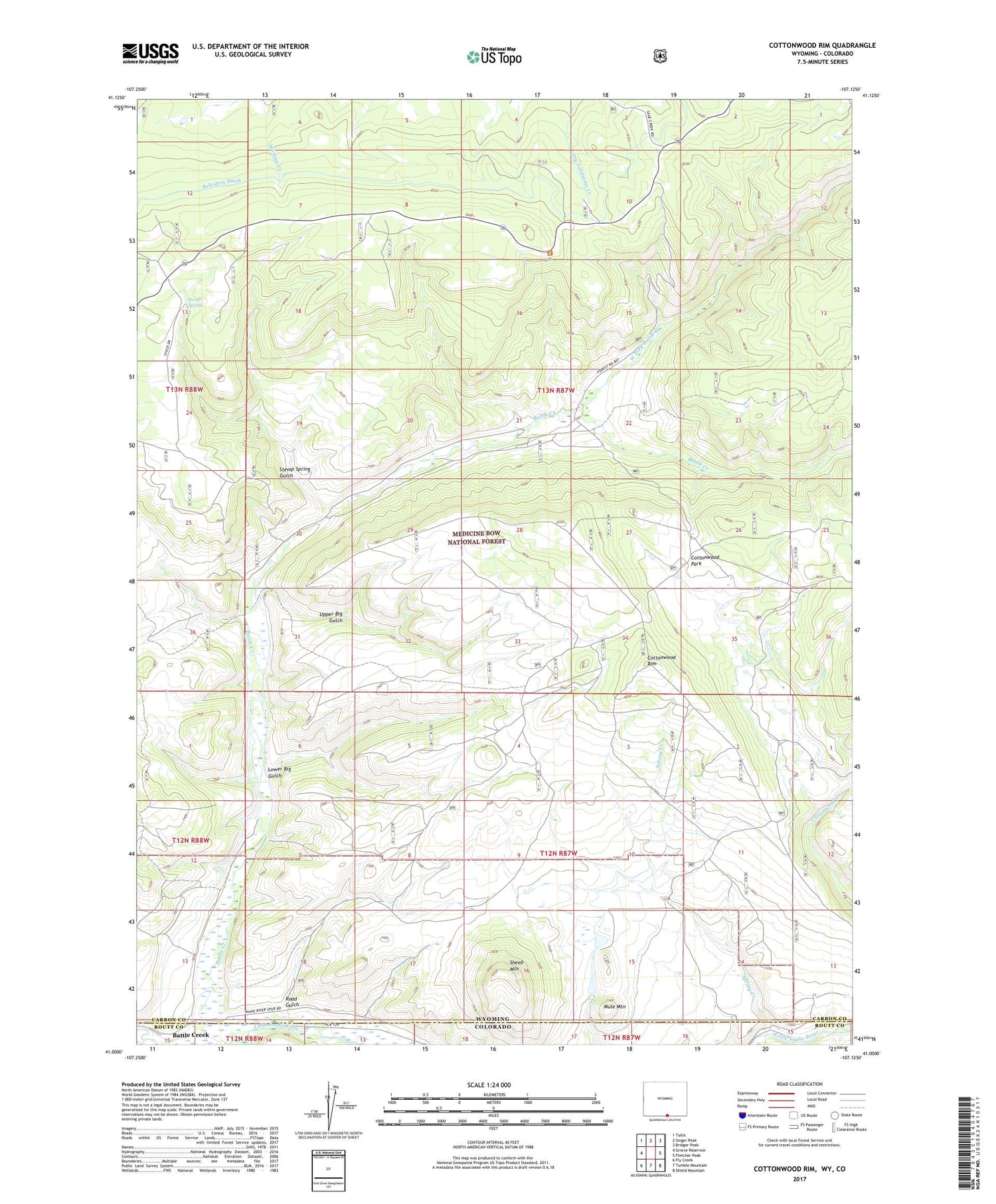 Cottonwood Rim Wyoming US Topo Map Image