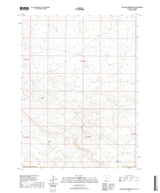 Cow Creek Reservoir SW Wyoming US Topo Map Image